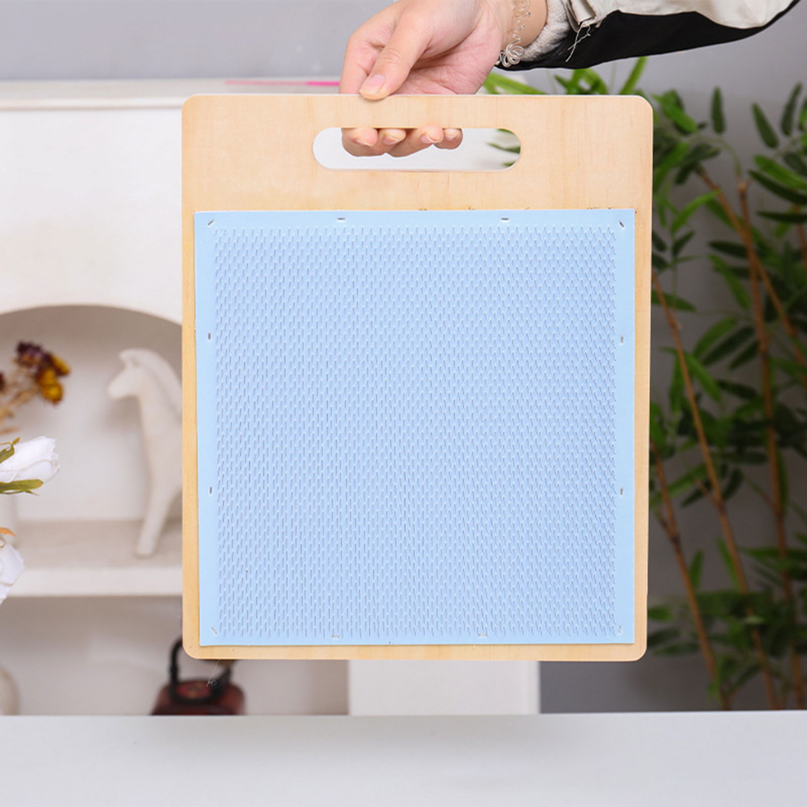 Textile Sewing Support - Wollmischbrett Holz-Wollmischbürsten-Set mit Spinnfaser-Garnbrett Verstellbare Textilunterlage