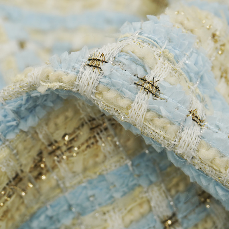 Hellblau-beiger karierter Bouc – Sewing Tweed Bewertung und Preis