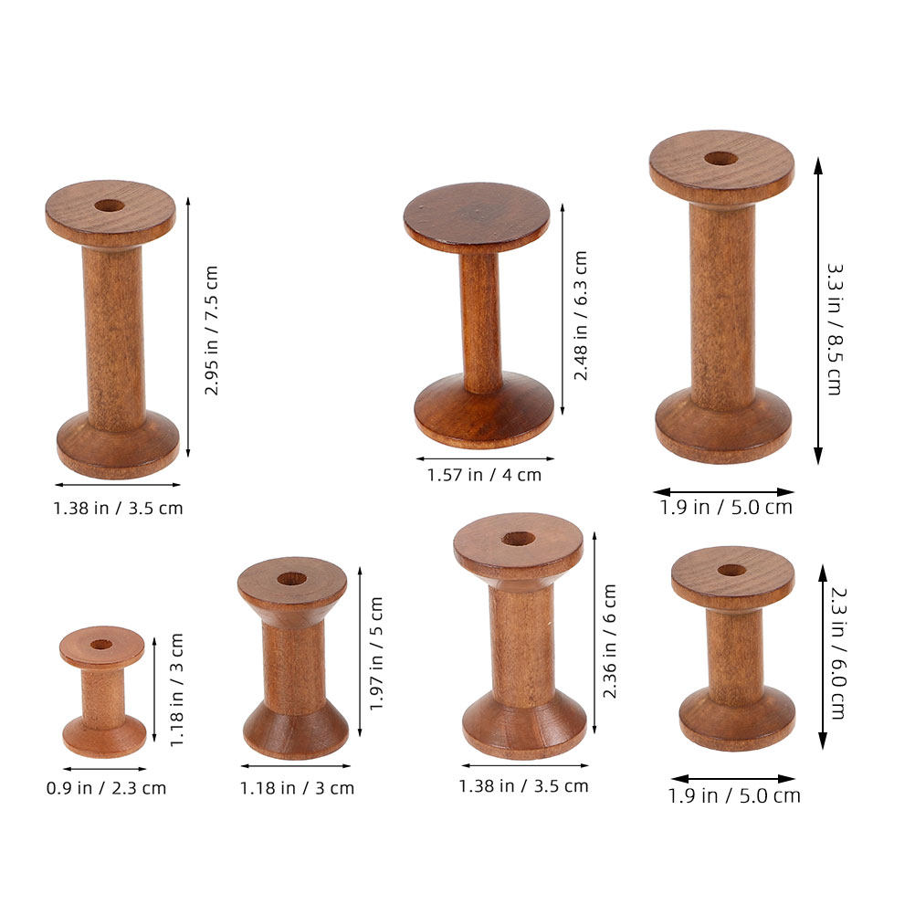 7-teiliges Set Holzgarnspulen, – Thread Bobbins Empty Bewertung und Preis