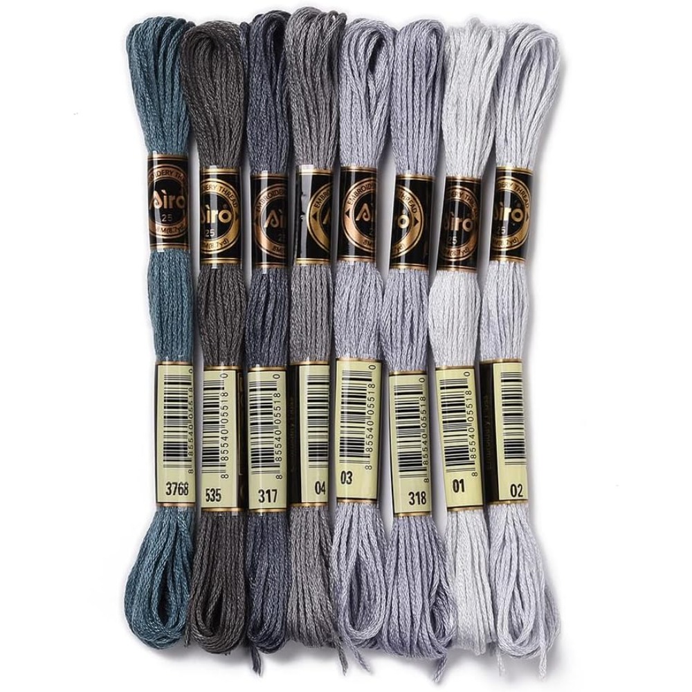 8 Stränge, 70 Yards, graue Fre – Embroidery Floss Thread Bewertung und Preis