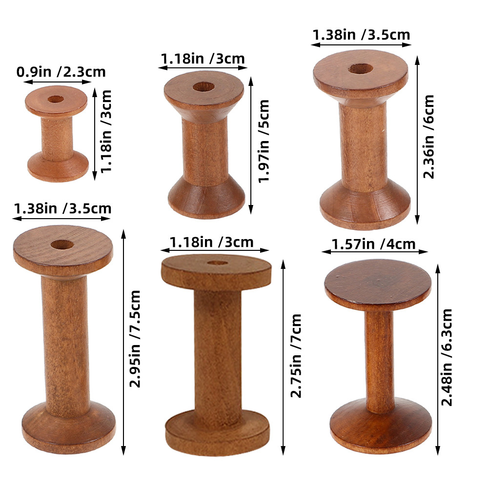 6 Stück Vintage-Holzgarnspulen – Thread Bobbins Empty Bewertung und Preis